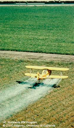 Aerial spraying of a crop field. Aerial spraying of a crop field.